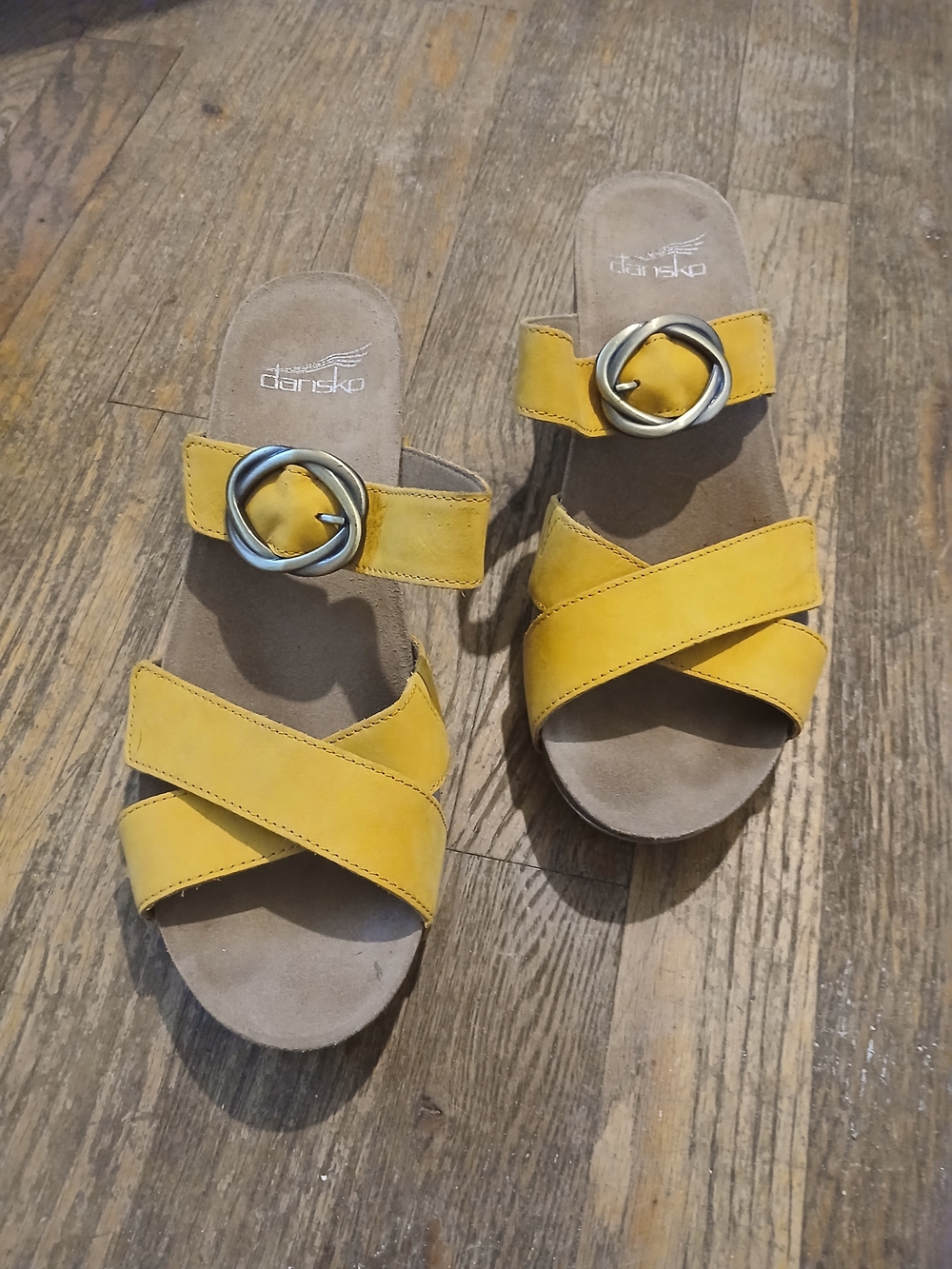 Dansko Women's Yellow Buckle Slide Sandals
